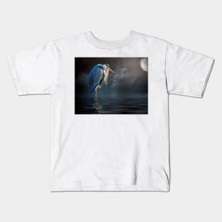 Blue Heron Moon Kids T-Shirt